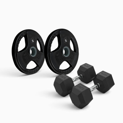 Tri Grip Plate & Hex Dumbbell Package