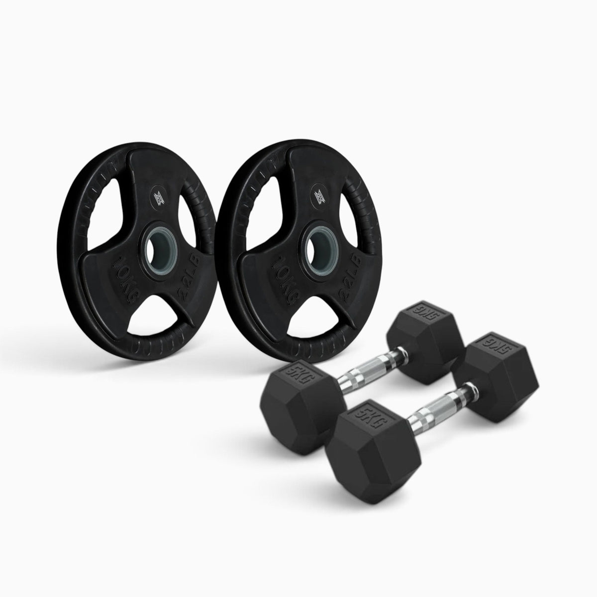 Tri Grip Plate & Hex Dumbbell Package
