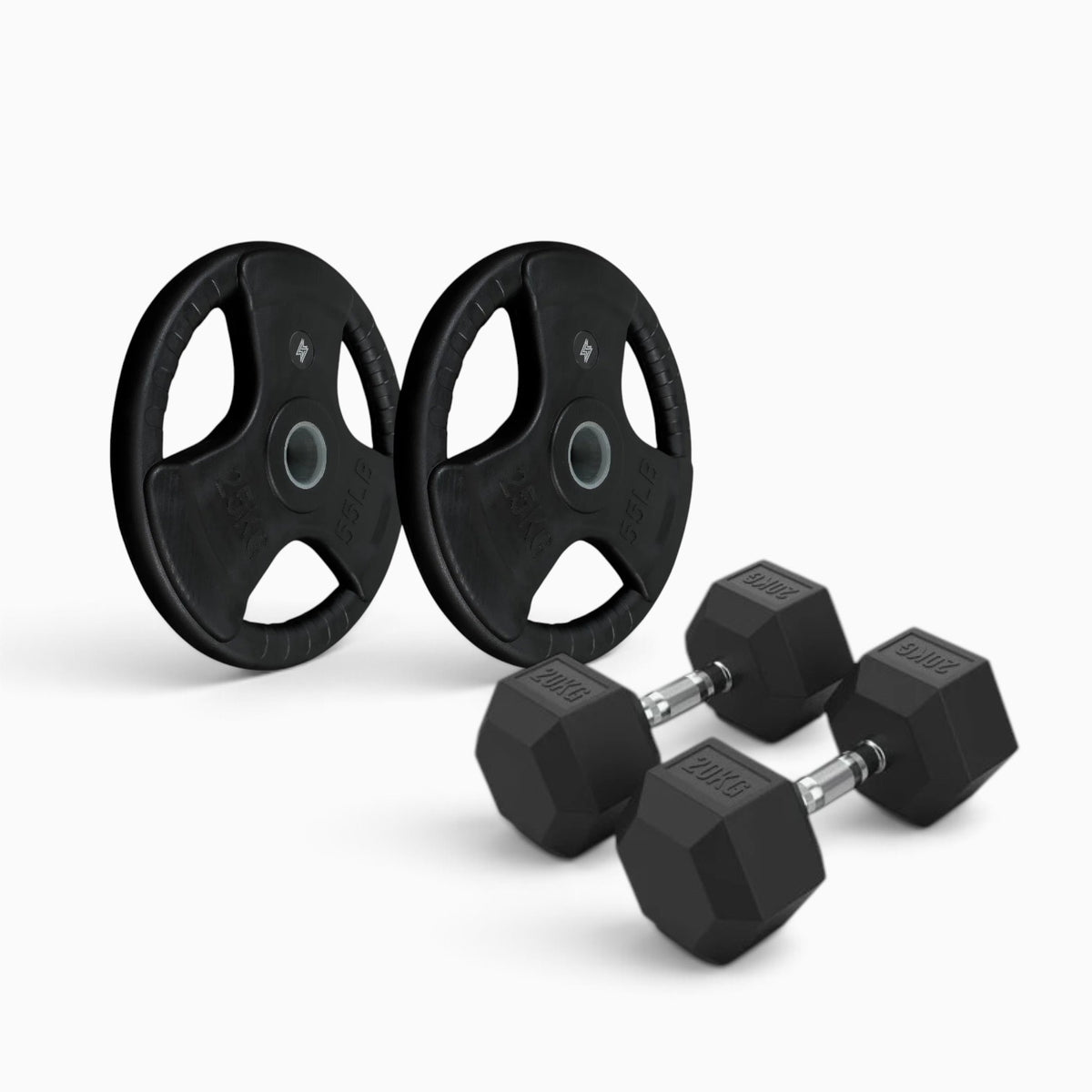 Tri Grip Plate & Hex Dumbbell Package