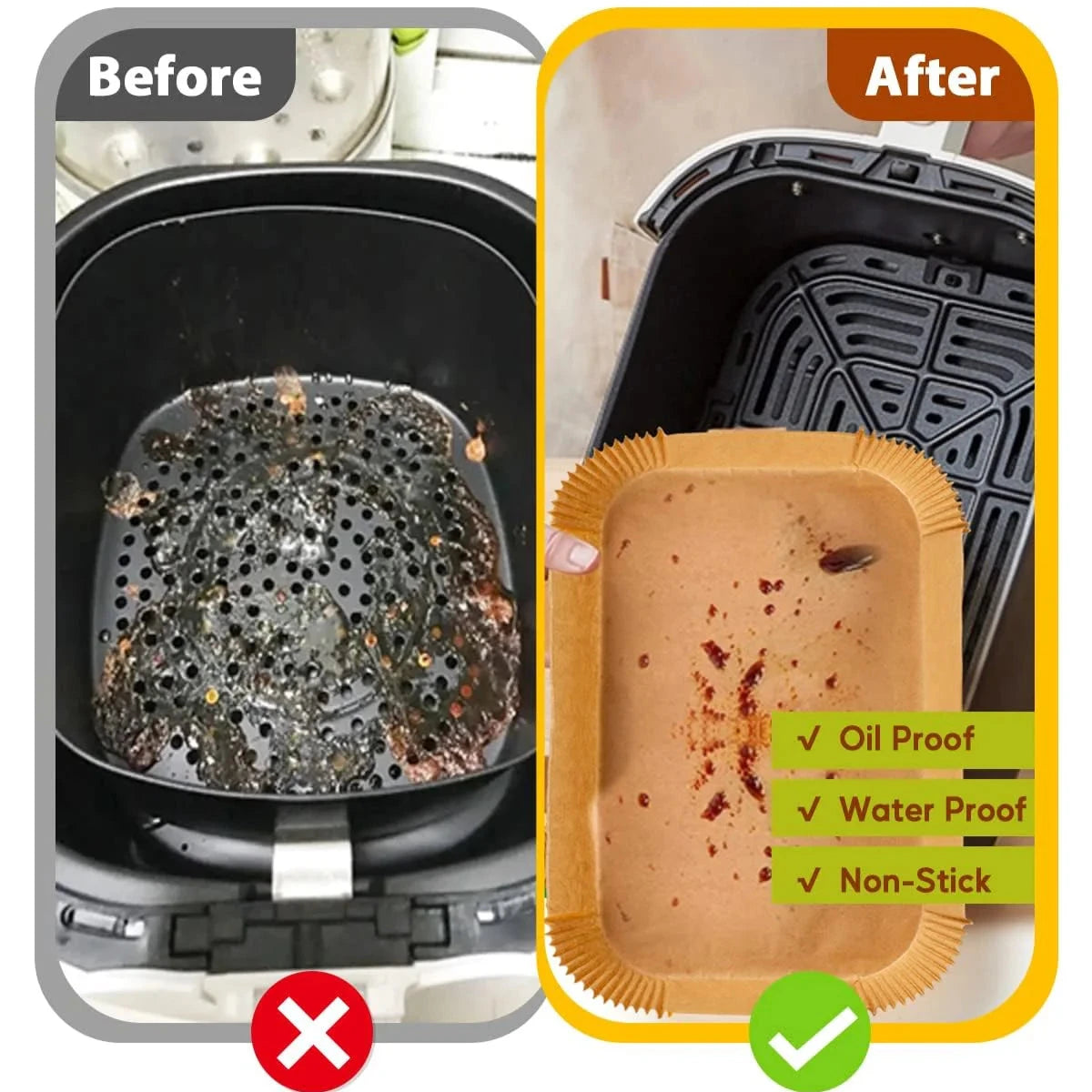 Durable Disposable Air Fryer Liners Nonstick Heat Resistant Food Grade